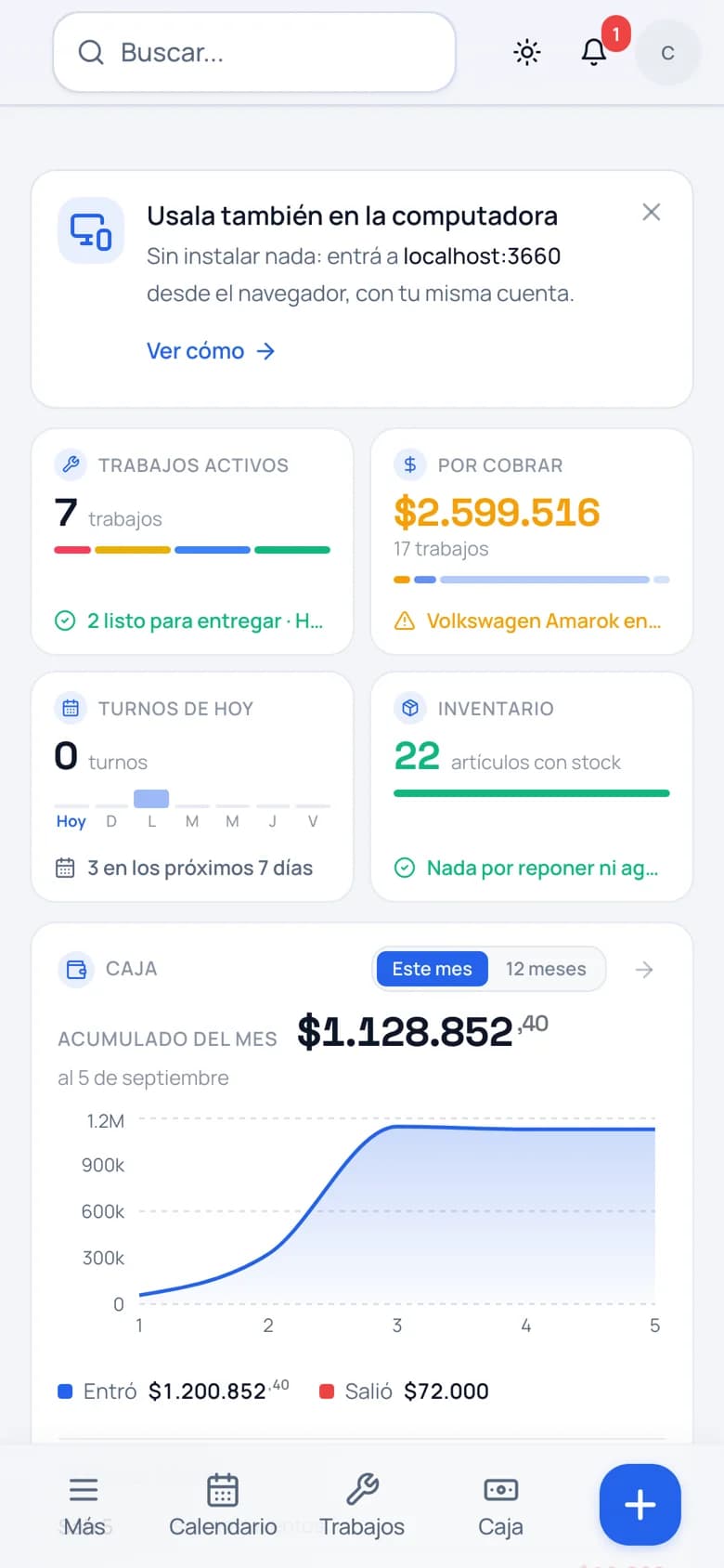 La misma pantalla de inicio en el celular.